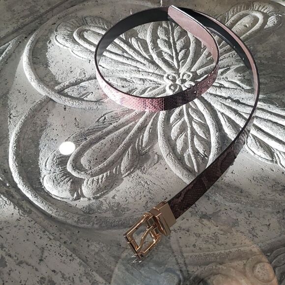 NINE West Snake Print Gold Buckle Belt -> 9W Snake Print Gld Buckle Belt - Picture 2 of 6